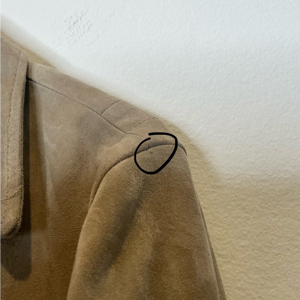 Quince 100% Suede Goat Leather Asymmetrical Zip Moto Jacket in Light Tan Size XL - Picture 16 of 16